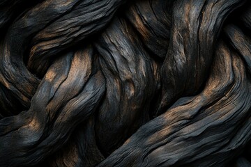 Aufkleber - Dark, intertwined, textured wood background.