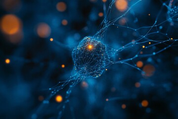 Aufkleber - Abstract neural network, glowing nodes and connections, digital illustration.