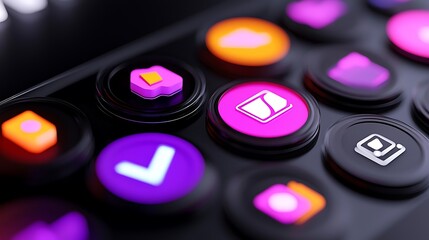 Wall Mural - close-up of colorful app icons on a dark surface.