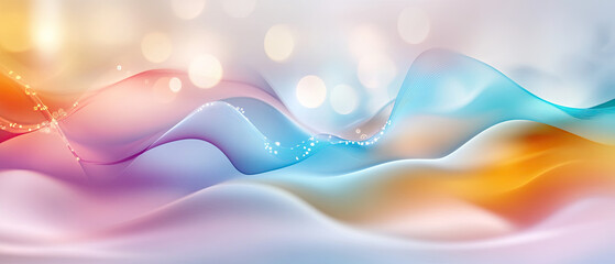 Wall Mural - Abstract waves in soft colors create dreamy atmosphere with light bokeh