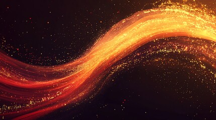 Poster - Abstract glowing orange and gold wave on dark background.