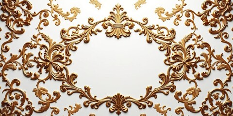 Intricate Italian rococo pattern with gold and white ornamental design, swirling floral elements, classical luxury, artistic heritage, rococo, ornamental, heritage