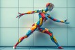 © Bang AI - A colorful, abstract sculpture of a human figure in a dynamic pose, blending art and expression.