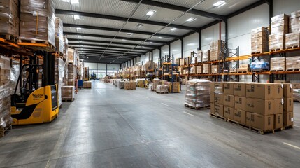 Poster - Efficient warehouse operations modern facility business environment spacious layout inside view logistics management