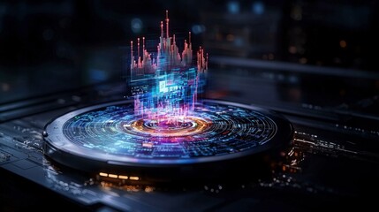 Leinwandbilder - Predictive data analysis model digital workspace visual representation high-tech environment bird's eye view future insights