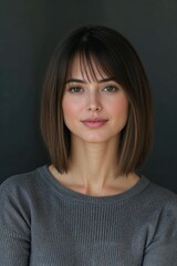 beautiful attractive woman with beautiful natural short hair