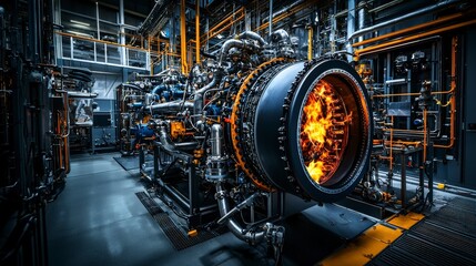 Aufkleber - Engine component testing aerospace facility industrial process mechanical environment close-up view material science insights