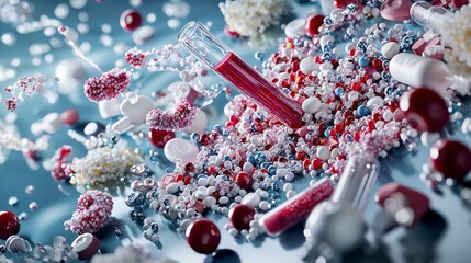 Aufkleber - Exploring polymer applications in material science innovative lab settings and close-up scientific illustrations