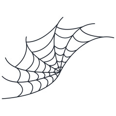 Hand Drawn Halloween Spider Web. Vector Illustration Isolated on White Background