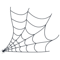 Hand Drawn Halloween Spider Web. Vector Illustration Isolated on White Background
