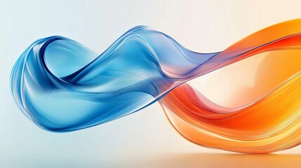 Abstract Blue and Orange Flowing Waves