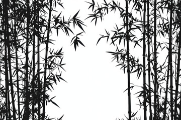 Wall Mural - Bamboo silhouette illustration with intricate details and natural beauty