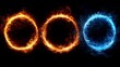 © Gaming - Three fiery circles, one blue.