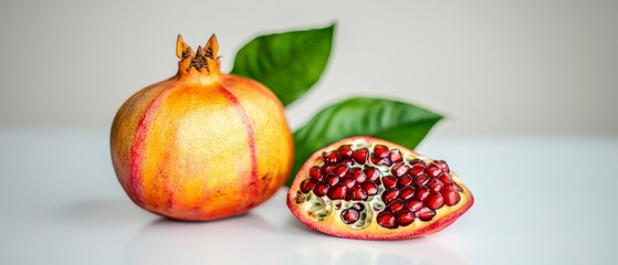 Juicy Pomegranate Fruit  Seeds  Half Cut  Red  Healthy Food  Still Life