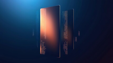 Abstract digital interface with glowing data streams on dark background.