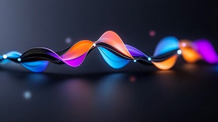 Wall Mural - Abstract glowing neon waves, vibrant colors, dark background.