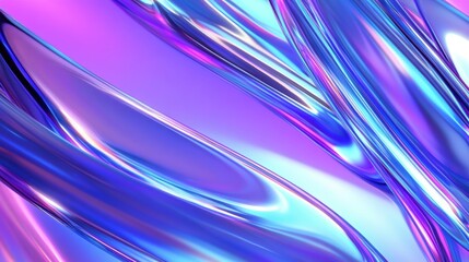 Wall Mural - Abstract iridescent waves in vibrant purple and blue hues