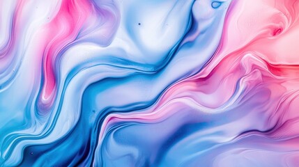 Wall Mural - Abstract fluid art with pink and blue swirls