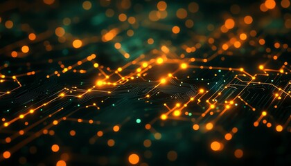 Leinwandbilder - Detailed microchip and semiconductor technology concept, advanced computer engineering, hightech electronic industry, glowing pathways and circuits, modern design, high clarity