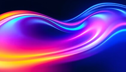 Fototapete - An abstract fluid iridescent holographic wave in motion, featuring vibrant neon colors that flow seamlessly across the design