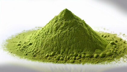 Wall Mural - A vibrant mound of matcha powder, ready to be whisked into a delicious beverage.