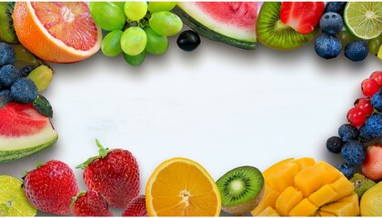 Canvas Print - A vibrant mix of fresh fruits creates a colorful border.