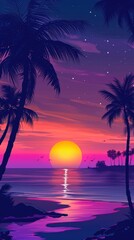 Wall Mural - Tropical sunset beach sky.