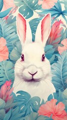 Wall Mural - Wallpaper white rabbit animal mammal rodent.