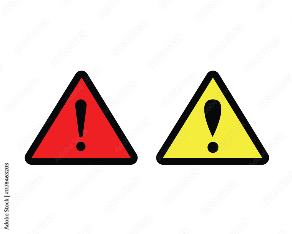 Triangle yellow and red warning mark icon. symbols danger and warning ...