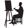 © Denu - Person Drawing on Canvas Silhouette. Vector Illustration Design