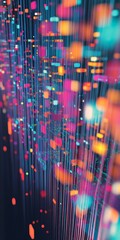 Wall Mural - Colorful Abstract Visualization of Big Data with Repeating Patterns and Bright Elements in Motion