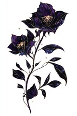 Wall Mural - A gothic vector illustration of an isolated Dark floral art celestial pattern.