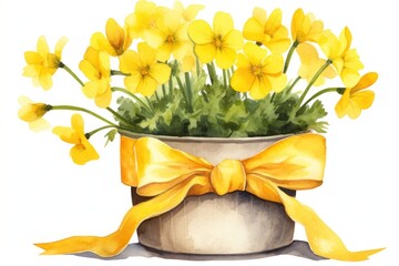 Sticker - Daffodil ribbon flower plant.