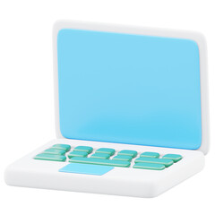 open laptop with blank screen 3d render icon illustration. concept of desktop computer office illust