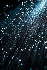 Canvas Print - abstract transparent background of flowing data streams with shimmering lights and dark atmospheric 