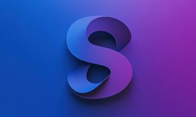 Sticker - Abstract 3D letter S, blue purple gradient background.