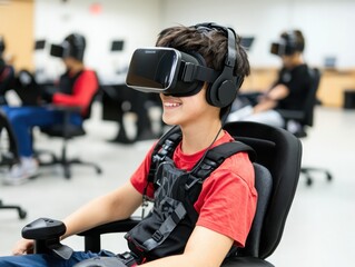 Wall Mural - innovative educational technology program enhancing accessibility in classroom learning virtual real
