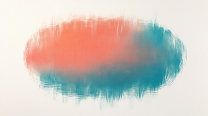Aufkleber - Soft oval gradient in teal and coral with gentle pencil strokes on a white canvas showcasing depth and simplicity