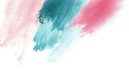 Poster - Elegant pastel abstract design featuring soft strokes in pink and teal against a clean white background