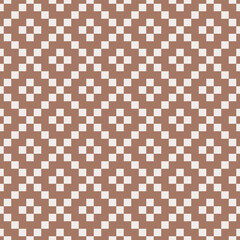 Wall Mural - seamless mocha brown and white vintage pixel textile ethnic pattern vector