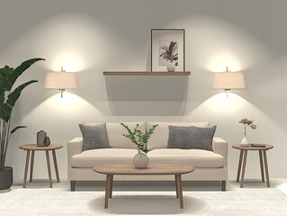 Wall Mural - modern living room with furniture