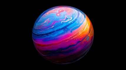 Wall Mural - abstract colorful sphere, vibrant paint swirls.
