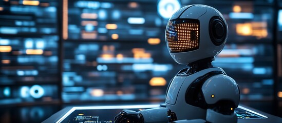 AI Robot in Futuristic Server Room