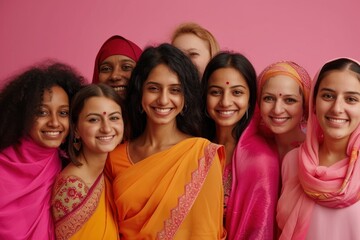 Sticker - Happy indian women adult smile pink.