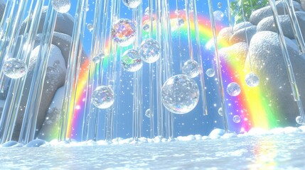 Wall Mural - a serene tundra glowing with radiant snow under the light of twin moons. towering ice formations ref