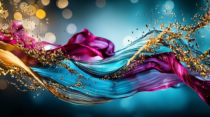 Aufkleber - Dynamic abstract wave design studio digital art colorful environment close-up visual creativity for seo impact