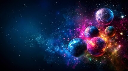Aufkleber - Cosmic exploration journey outer space digital artwork celestial environment panoramic view universe concept