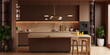 © Vanitjan - kitchen room interior in brown mocha mousse 2025 color with modern decoration - 3D rendering
