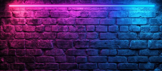 Wall Mural - Neon Glow on Brick Wall: A Vibrant Urban Nightscape