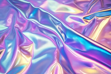 Wall Mural - 3d render metallic liquid background. abstract neon texture. rainbow 3d holographic foil. wavy gloss